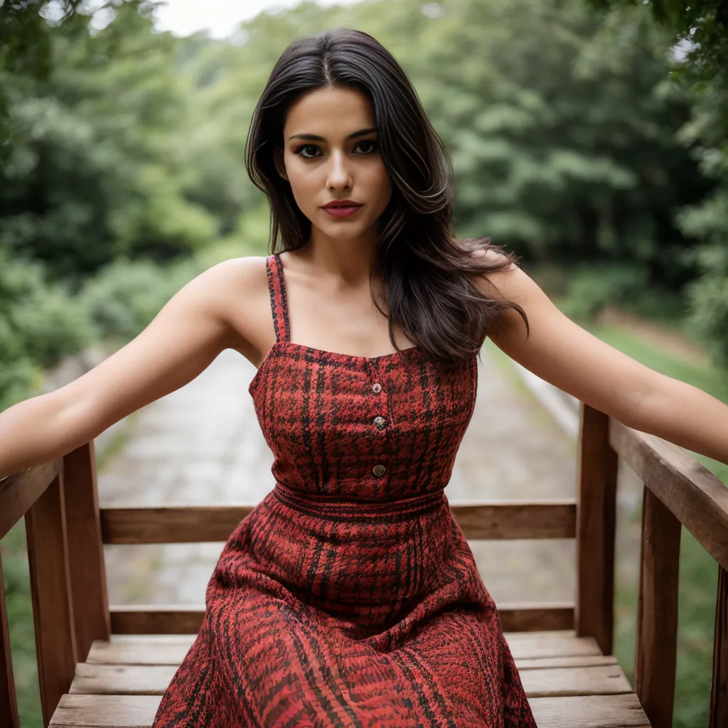 21 assistants home wearing a red tweed dress dynamic neutral 1719870721230