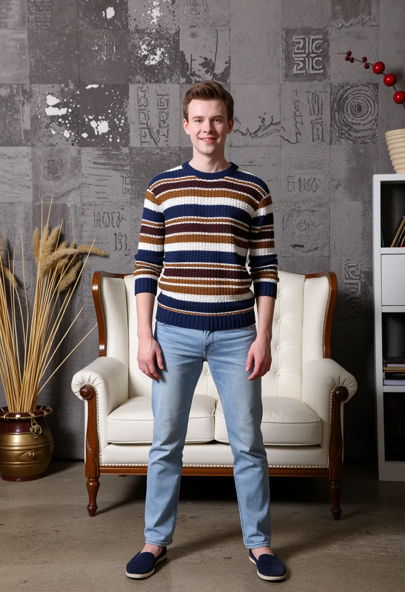 36524 assistants home wearing a sweater wearing jeans wearing flat shoes deep cut dress happy 1777442573437