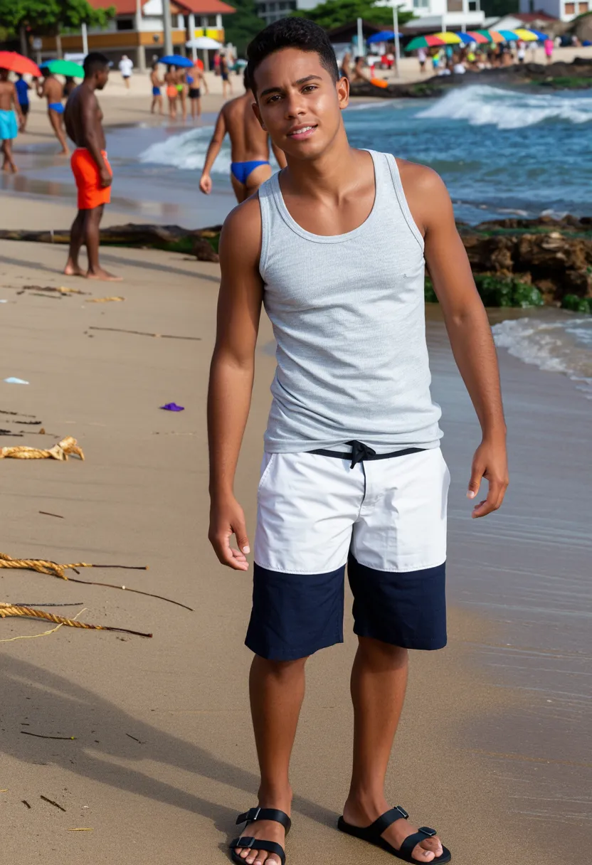 36662 beach wearing a tank top wearing shorts wearing sandals deep cut dress happy 1777874577790